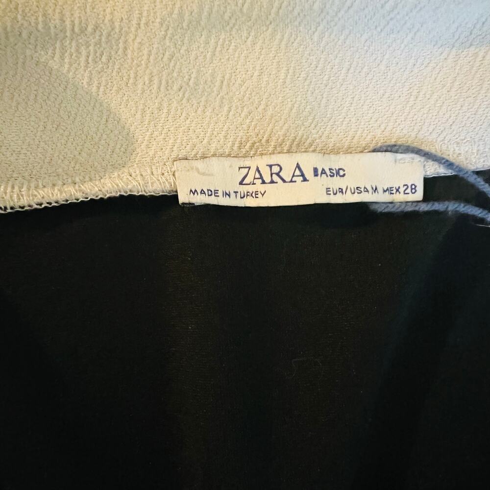 Zara Colorblock Flare Hem Long Sleeve Dress Size M Medium Black - Picture 5 of 8